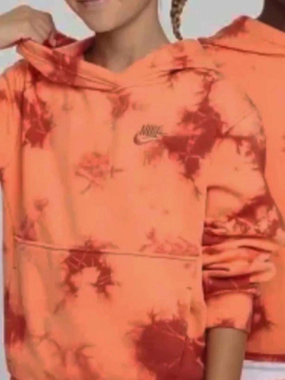 Nike Orange Tie-Dye Crewneck Hoodie